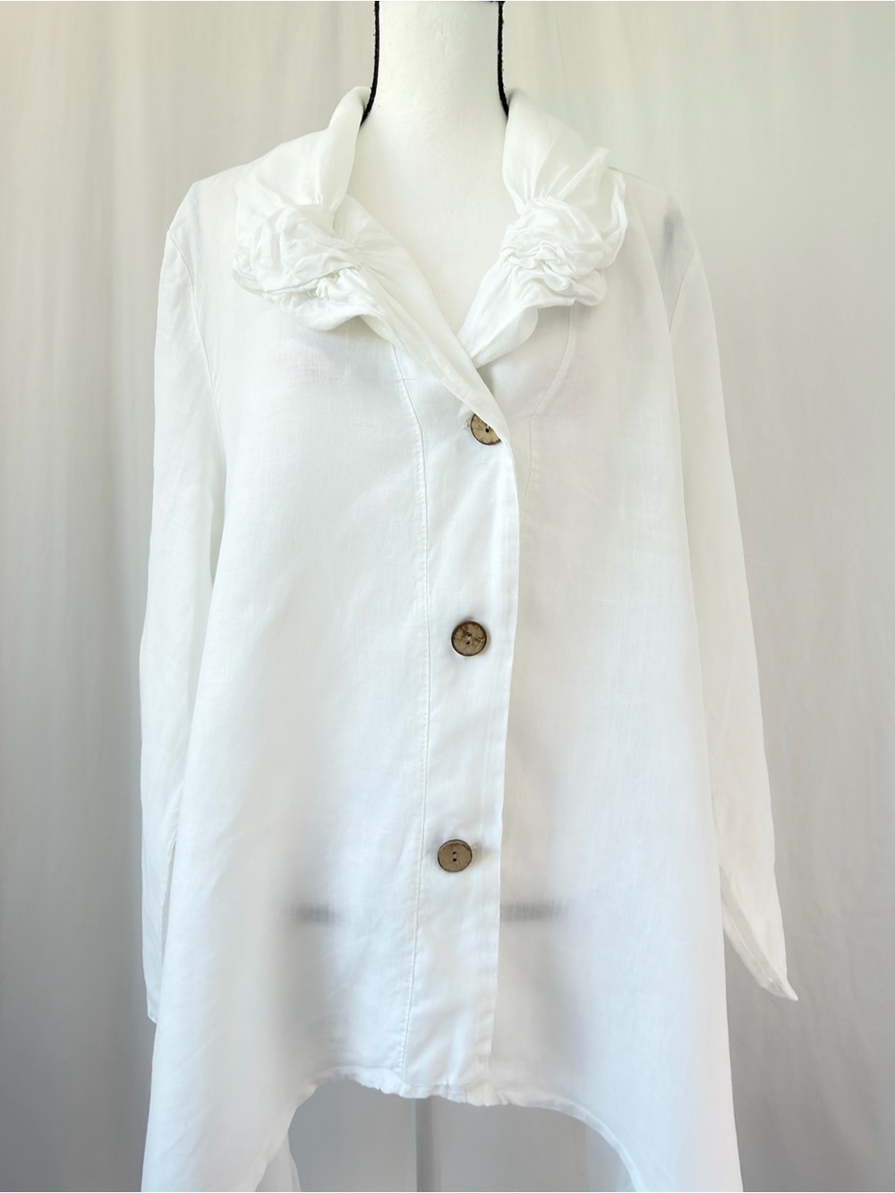 Tempo Paris 100% linen White jacket/top artistic lagenlook Made in Italy Medium - Picture 10 of 17